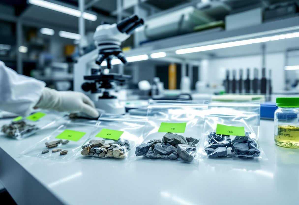Analyst preparing bulk samples for asbestos identification