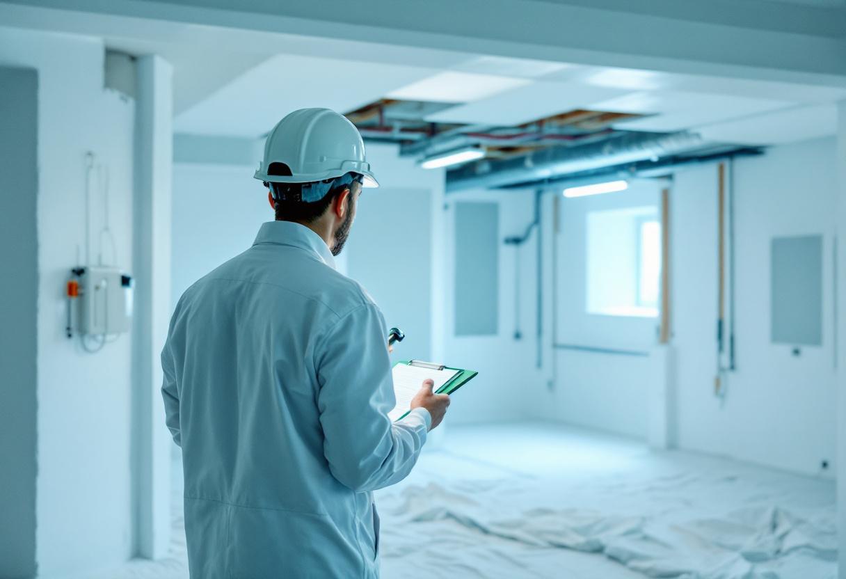 Surveyor carrying out a refurbishment asbestos survey